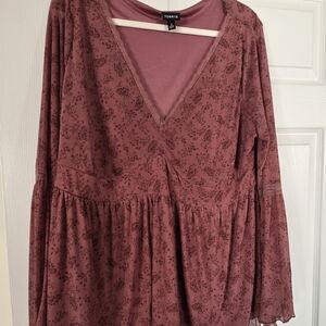 Torrid Dusty Rose Lace-Trim Blouse